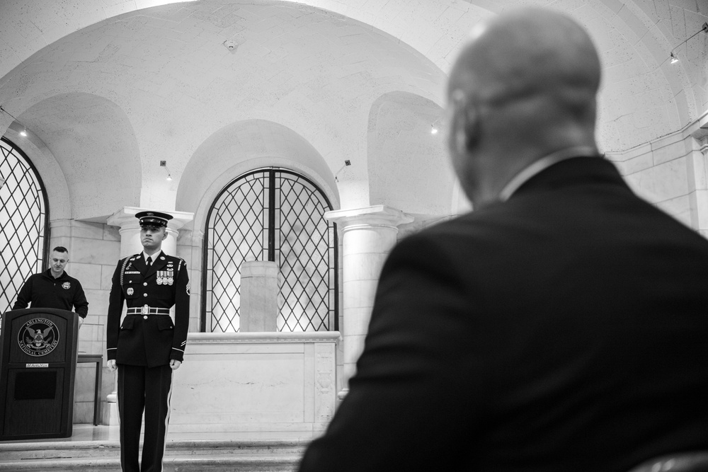 U.S. Army Staff Sgt. Isaiah Jasso-Campagna earns the Guard, Tomb of the Unknown Soldier Identification Badge