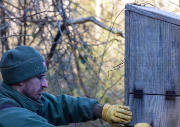 Thomas Backwinkel examines Wood Duck habitat