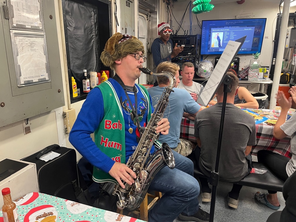 Coast Guard Cutter Resolute celebrates Christmas underway