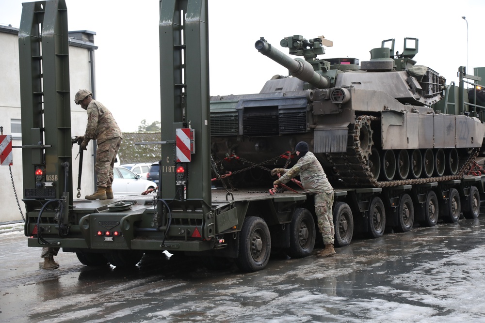 Logistician Soldiers move the Marne Division across Europe