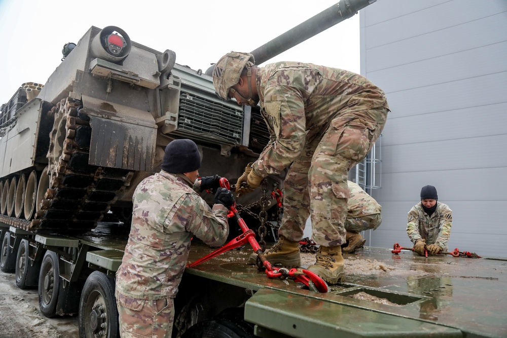 Logistician Soldiers move the Marne Division across Europe