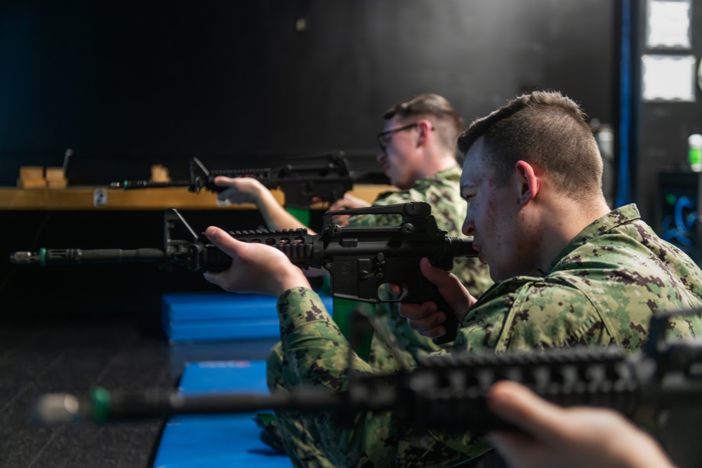 New Accession Sailors Conduct Weapons Training
