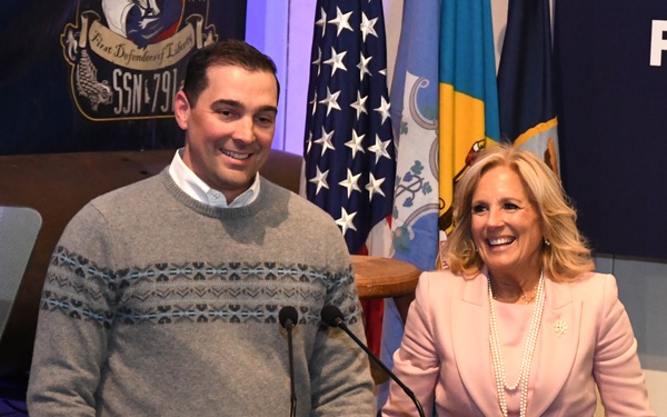 First Lady of the United States visits crew and families of the USS Delaware