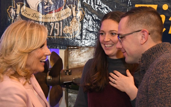 First Lady of the United States visits crew and families of the USS Delaware