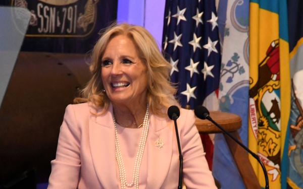 First Lady of the United States visits crew and families of the USS Delaware