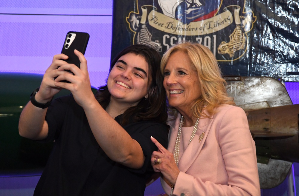 First Lady of the United States visits crew and families of the USS Delaware
