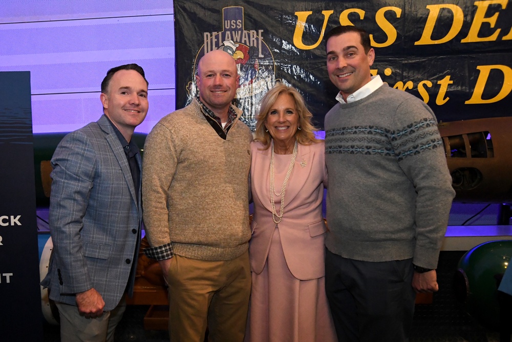 First Lady of the United States visits crew and families of the USS Delaware