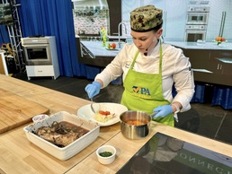 Navy Culinary Specialist provides cooking demo at PA Farm Show