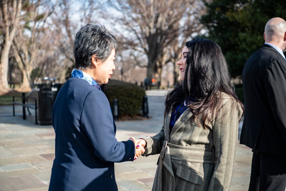 Minister of Foreign Affairs of Japan Yoko Kamikawa Participates in a Public Wreath-Laying Ceremony at the Tomb of the Unknown Soldier