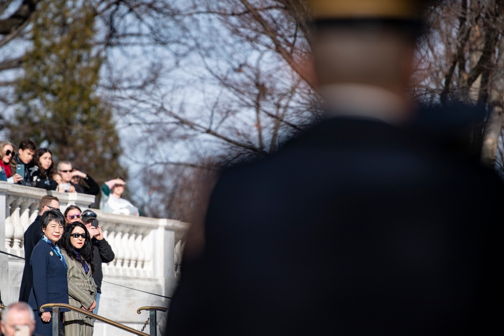 Minister of Foreign Affairs of Japan Yoko Kamikawa Participates in a Public Wreath-Laying Ceremony at the Tomb of the Unknown Soldier