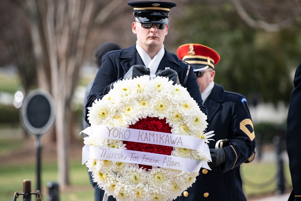 Minister of Foreign Affairs of Japan Yoko Kamikawa Participates in a Public Wreath-Laying Ceremony at the Tomb of the Unknown Soldier