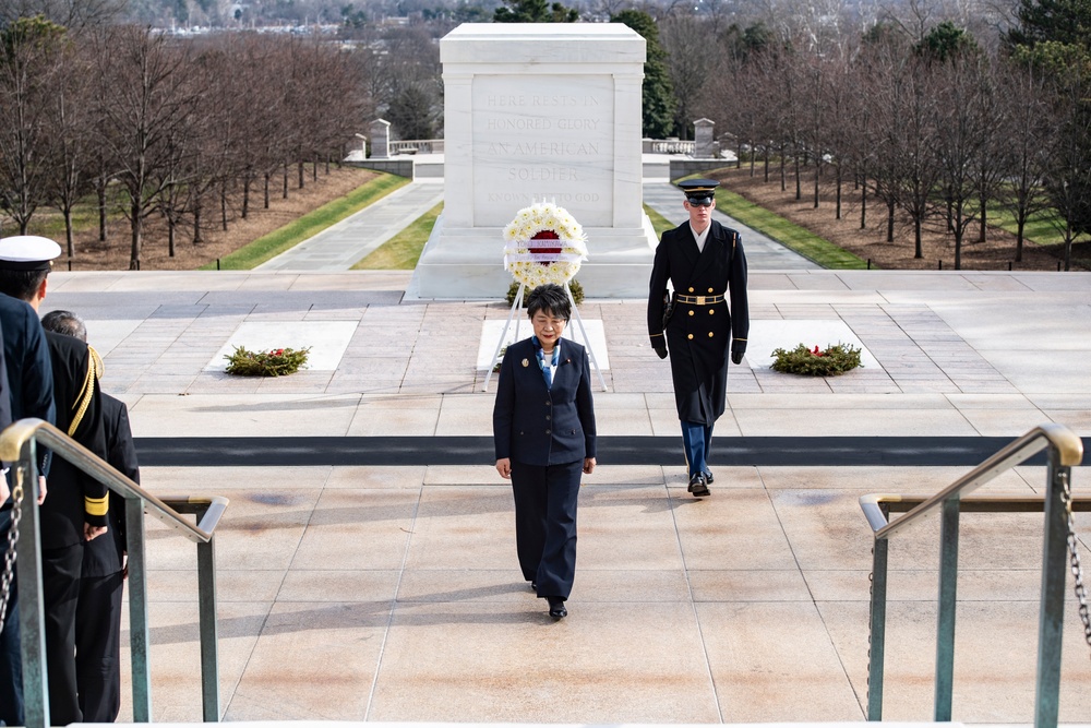 Minister of Foreign Affairs of Japan Yoko Kamikawa Participates in a Public Wreath-Laying Ceremony at the Tomb of the Unknown Soldier