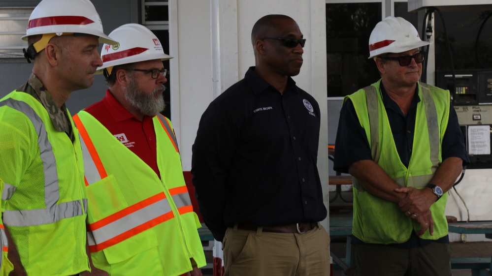 Maj. Gen. William “Butch” Graham U.S. Army Corps of Engineers, Headquarters Deputy Commanding Gen., receives updates on the wildfire recovery mission during a site visit to impacted areas in Lahaina, Hawaii, Jan. 10.