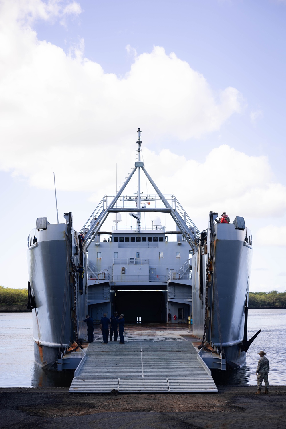 3d LCT loads a Logistics Support Vessel in preparation for Bougainville III