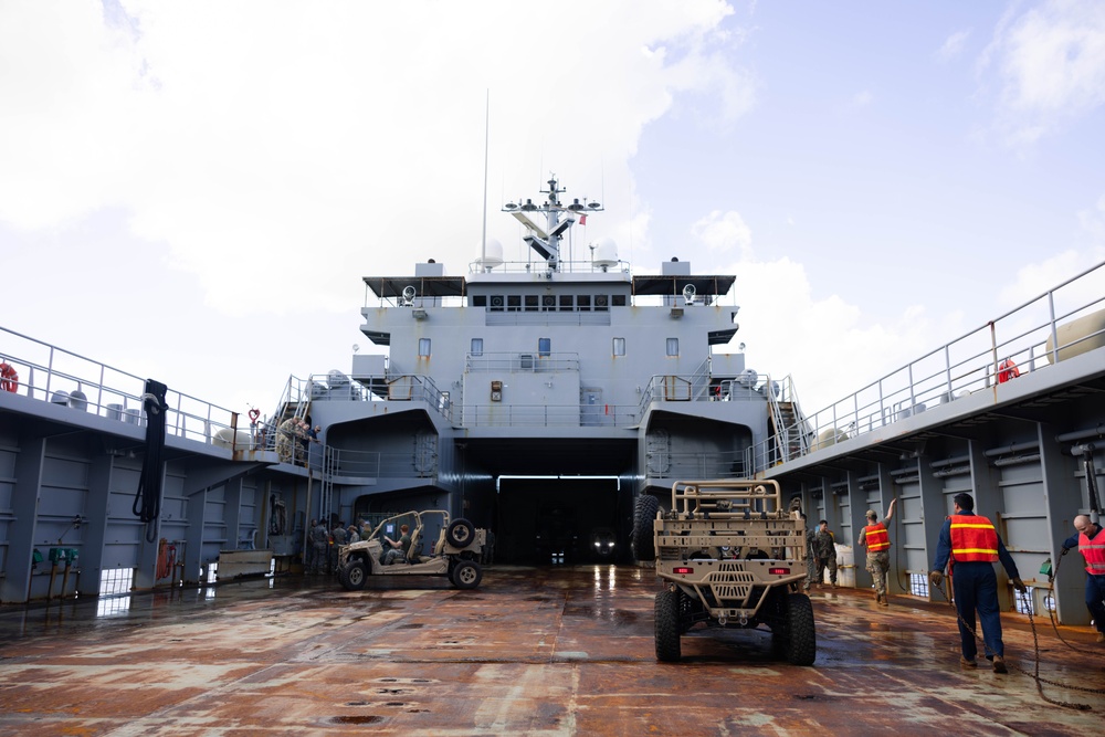 3d LCT loads a Logistics Support Vessel in preparation for Bougainville III