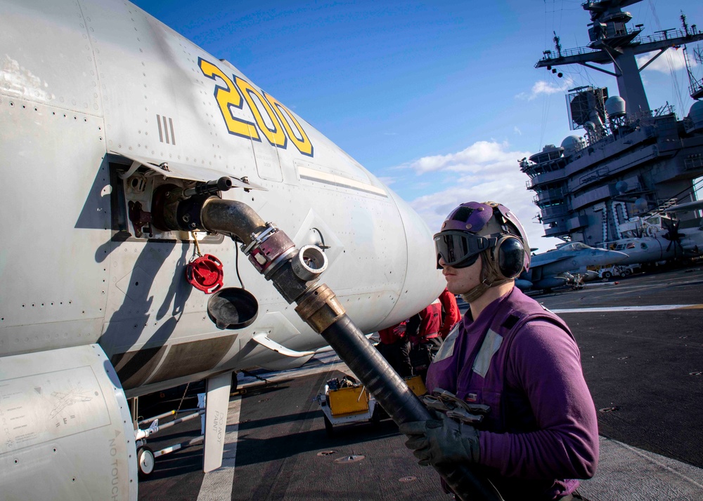 USS Carl Vinson (CVN 70) Sailor Refuels Aircraft