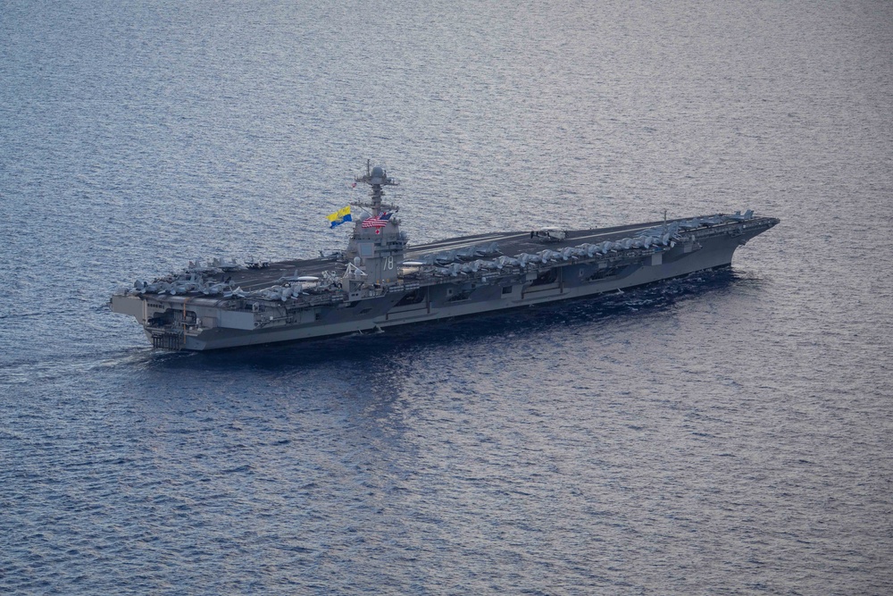 USS Bataan Amphibious Ready Group and USS Gerald R. Ford Carrier Strike Group Sail in the Mediterranean Sea