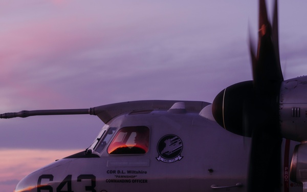 E-2D Hawkeye Flight Operations at Sunset