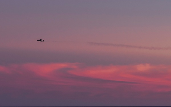 E-2D Hawkeye Flight Operations at Sunset