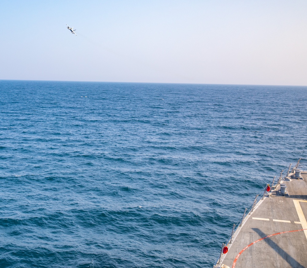 USS Gravely Conducts Fly-by with VP-9