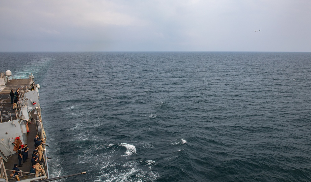 USS Gravely Conducts Fly-by with VP-9