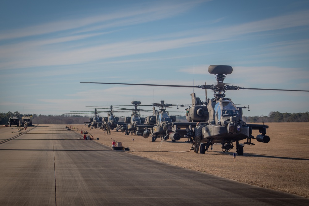 101st Combat Aviation Brigade Apache Helicopters Refuel During LLSAALT