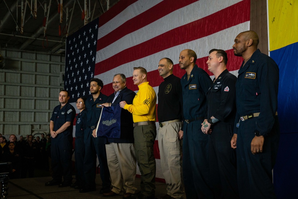 SECNAV visits USS Gerlad R. Ford (CVN 78)