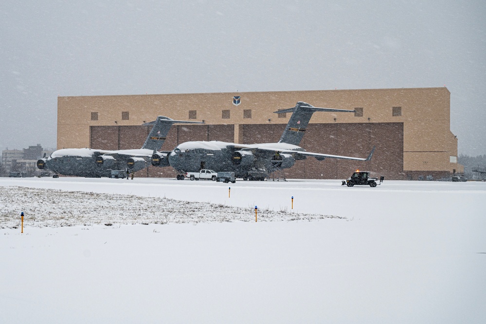 Snow on the tarmac