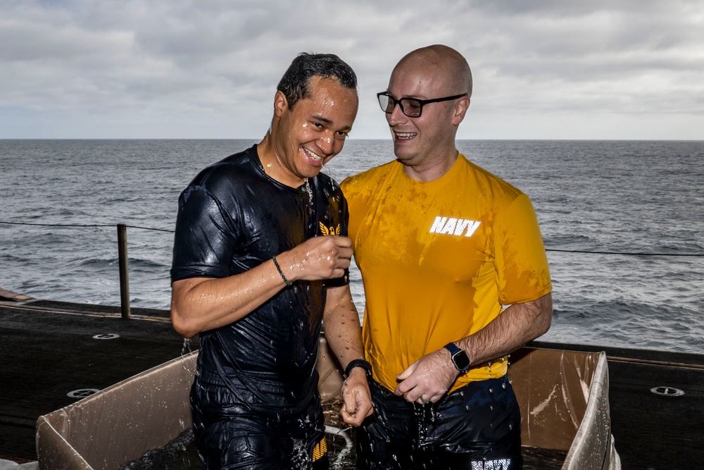 Boxer Holds Baptism Underway