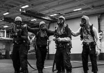 Air Department Training Team Runs a Hangar Deck Drill