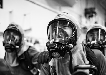 Air Department Training Team Runs a Hangar Deck Drill