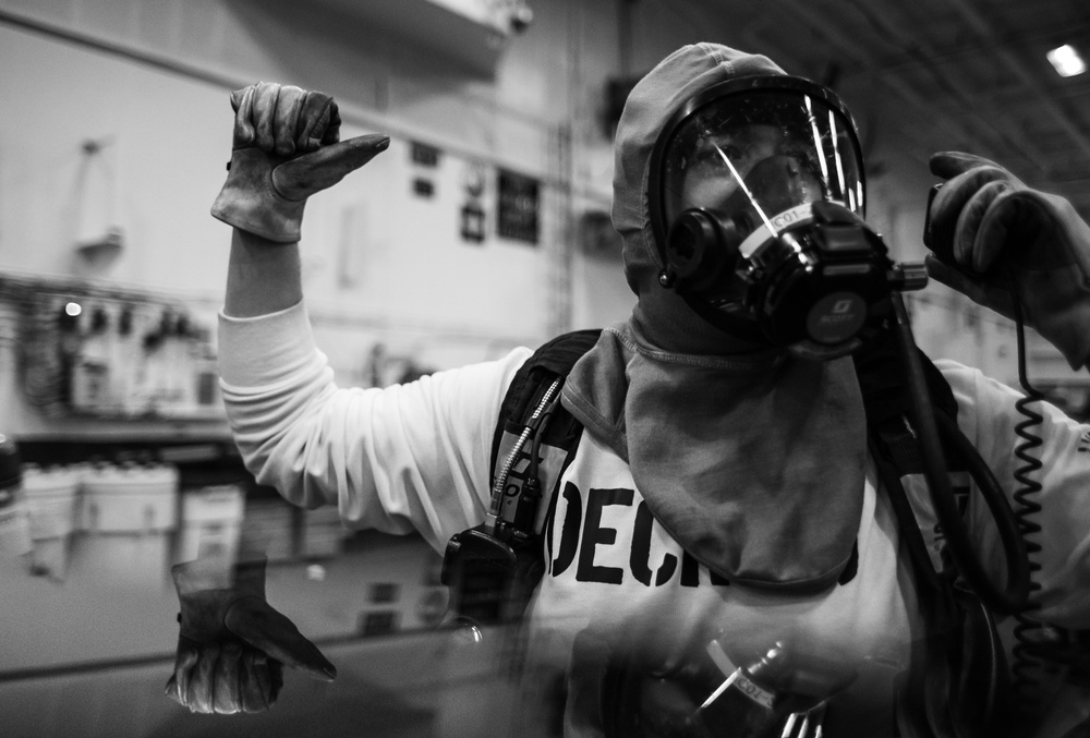 Air Department Training Team Runs a Hangar Deck Drill