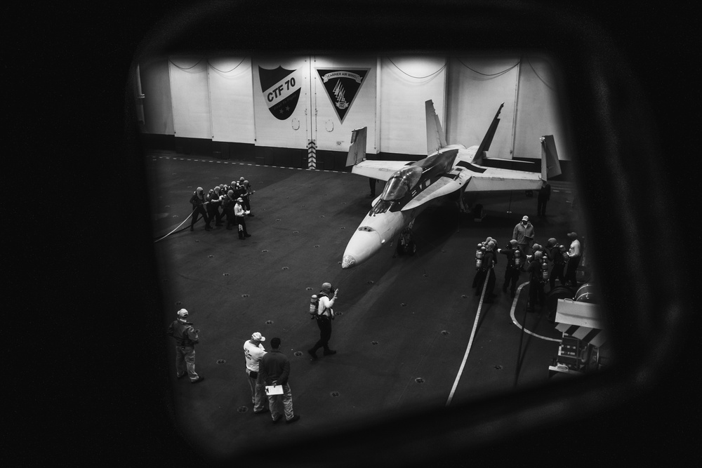 Air Department Training Team Runs a Hangar Deck Drill