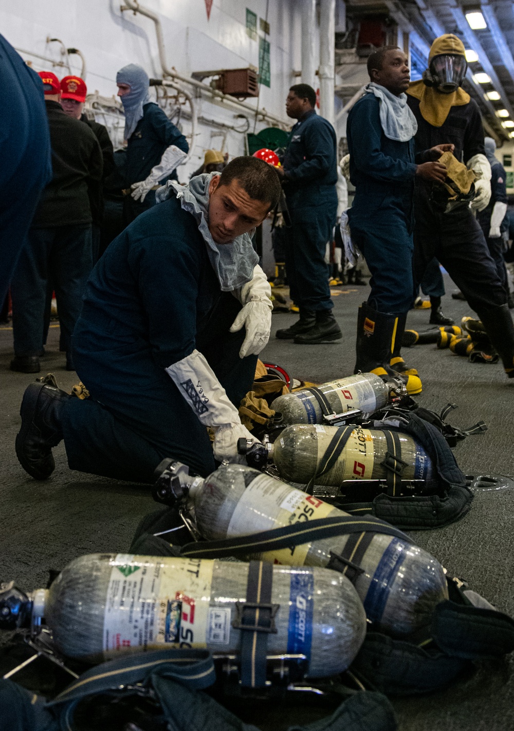 USS America (LHA 6) Conducts Fire Drill