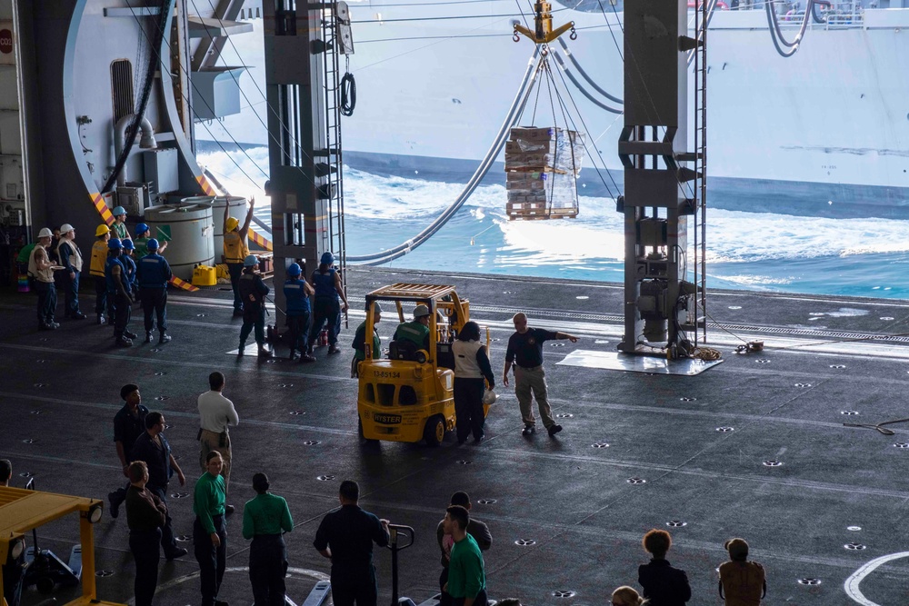 USS Dwight D. Eisenhower (CVN 69) Conducts a Replenishment-At-Sea in the Gulf of Oman