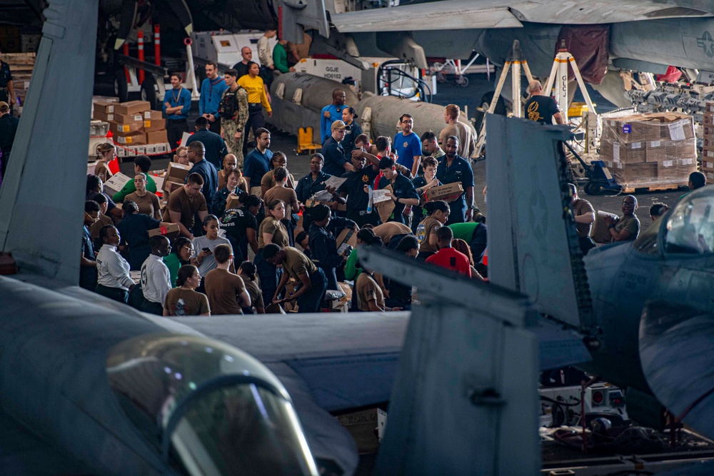 USS Dwight D. Eisenhower (CVN 69) Conducts a Replenishment-At-Sea in the Gulf of Oman