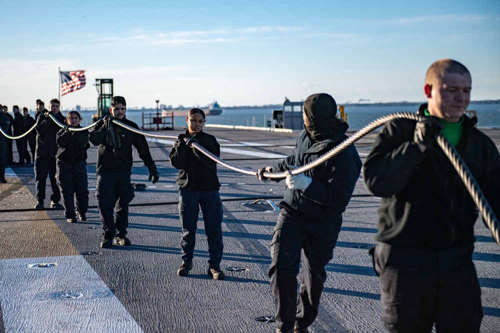 Truman is currently conducting a fast cruise, where the crew is simulating being at sea to test equipment, run emergency drills, and stand underway watches while pier side at Naval Station Norfolk