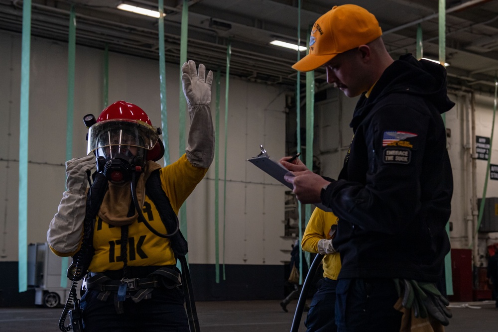 Truman is currently conducting a fast cruise, where the crew is simulating being at sea to test equipment, run emergency drills, and stand underway watches while pier side at Naval Station Norfolk