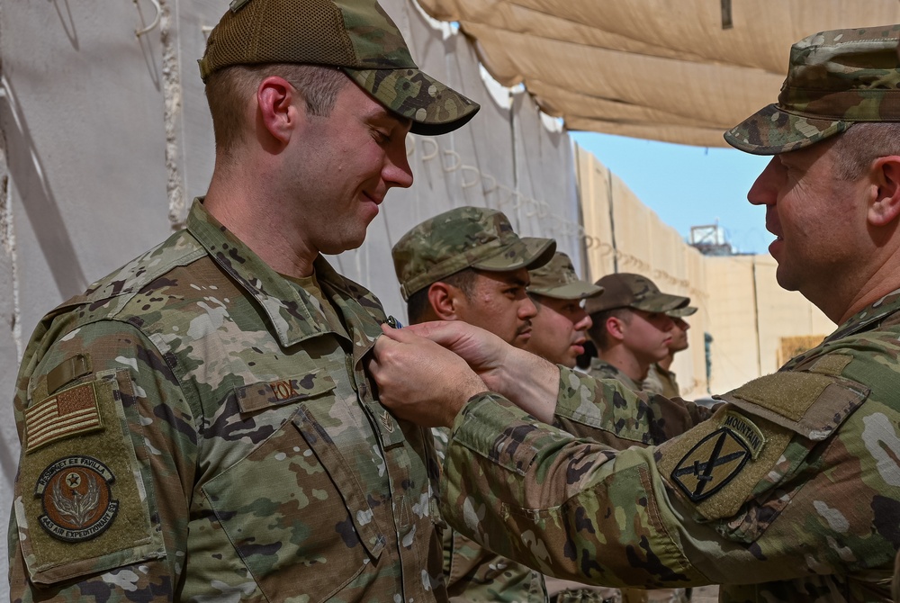 U.S. Airmen Receive Army Achievement Medal