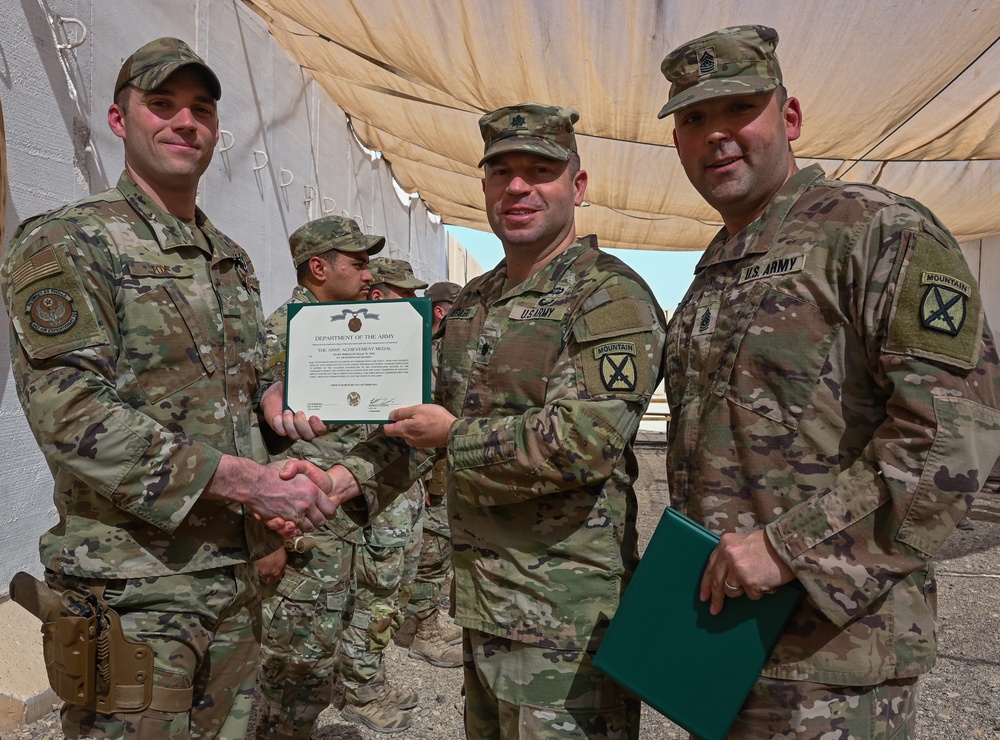 U.S. Airmen Receive Army Achievement Medal