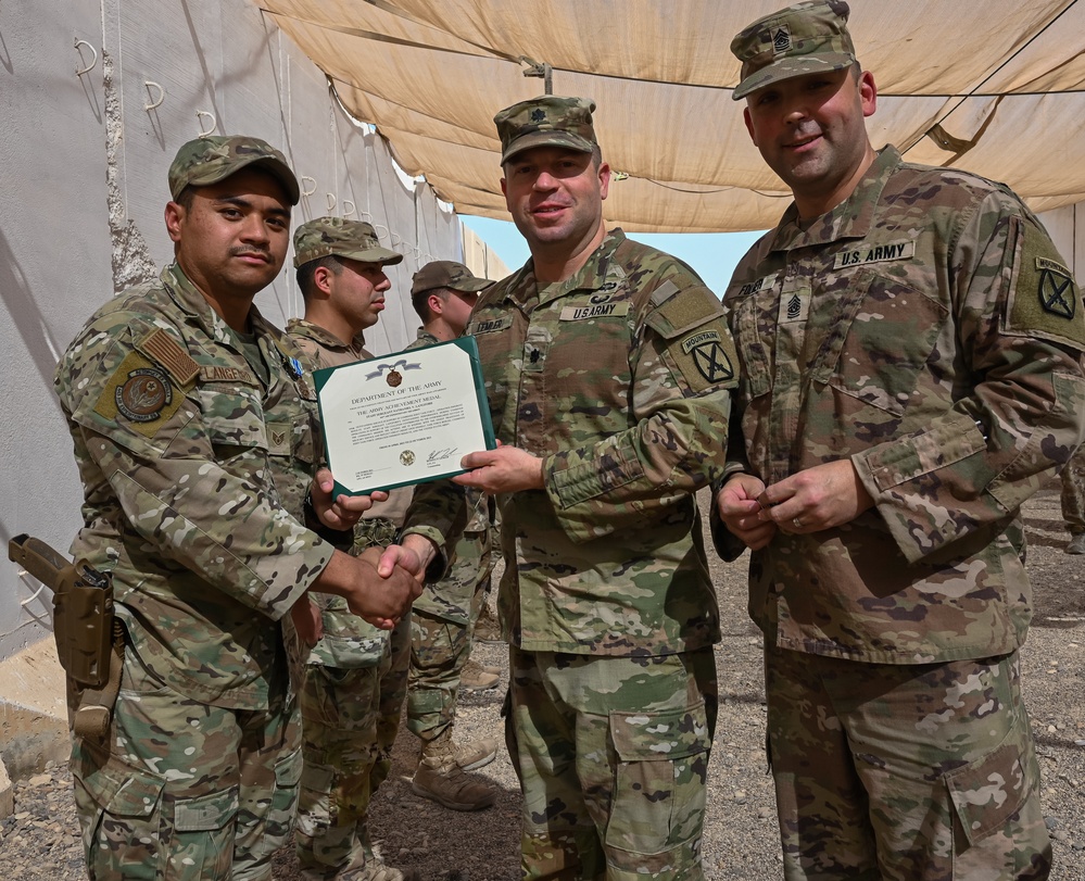 U.S. Airmen Receive Army Achievement Medal