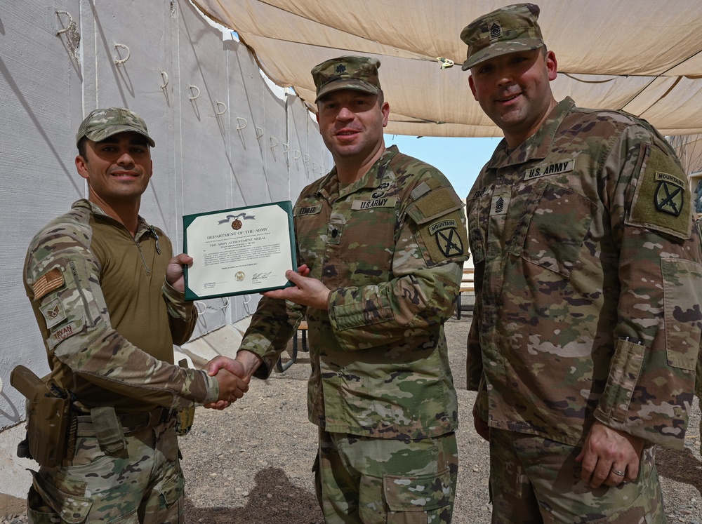 U.S. Airmen Receive Army Achievement Medal