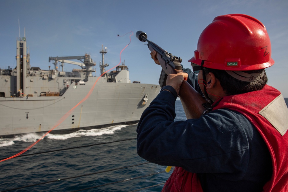 USS Laboon Conducts a Replenishment-at-Sea with USNS Alan Shepard in the Gulf of Aden