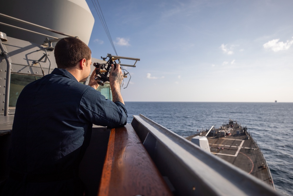 USS Laboon Conducts a Replenishment-at-Sea with USNS Alan Shepard in the Gulf of Aden