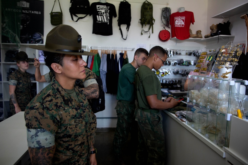 U.S. Marines inspect Brazilian Marine Corps recruit facilities during U.S. Marine Corps Forces, South’s Brazilian Recruit Assessment