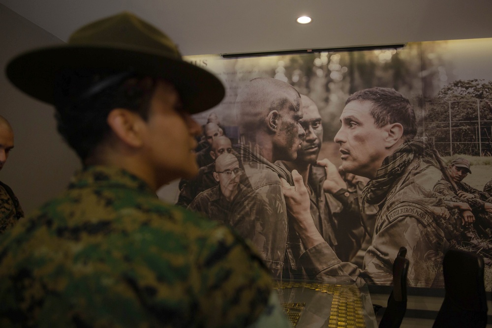 U.S. Marines inspect Brazilian Marine Corps recruit facilities during U.S. Marine Corps Forces, South’s Brazilian Recruit Assessment