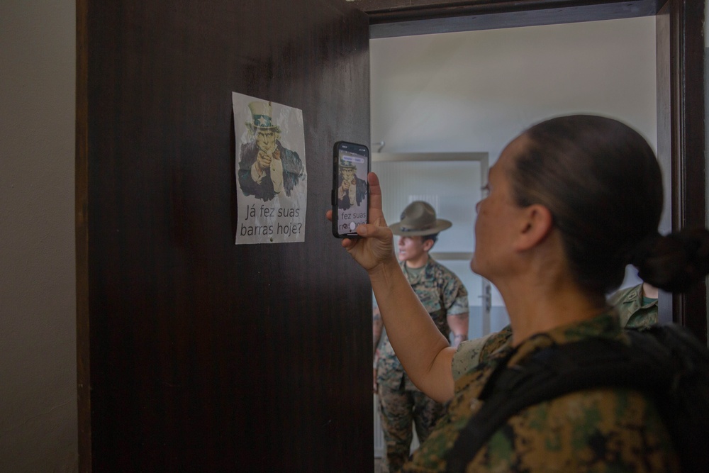 U.S. Marines inspect Brazilian Marine Corps recruit facilities during U.S. Marine Corps Forces, South’s Brazilian Recruit Assessment