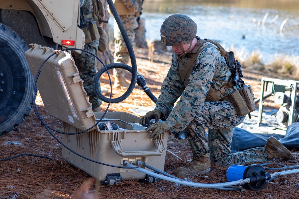 CLB 24 Marines Conduct Water Purification in a JLTV