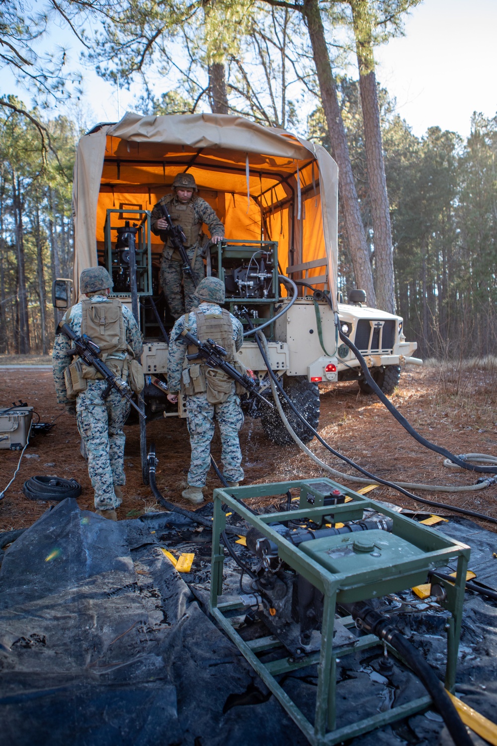 CLB 24 Marines Conduct Water Purification in a JLTV