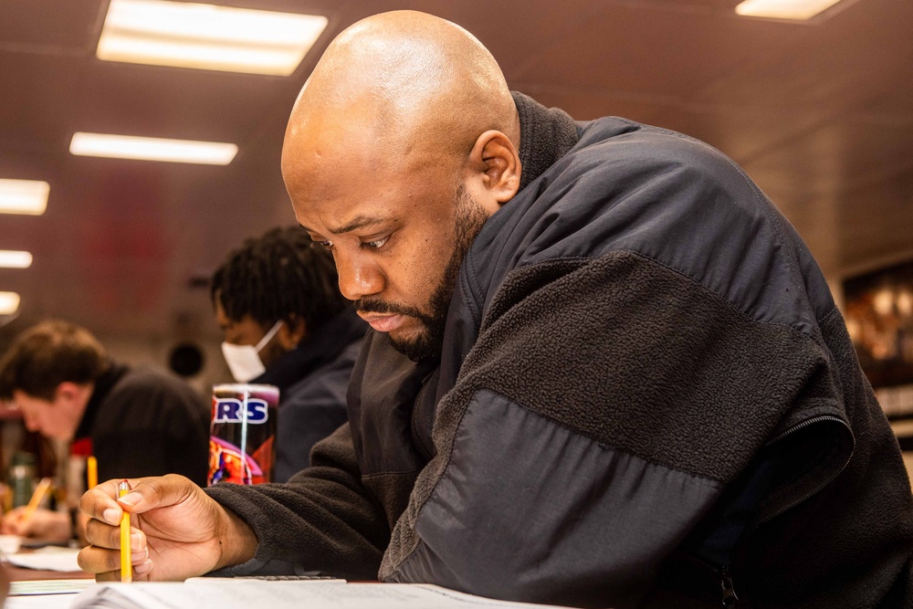 Boxer Sailors Take Chief Advancement Exam